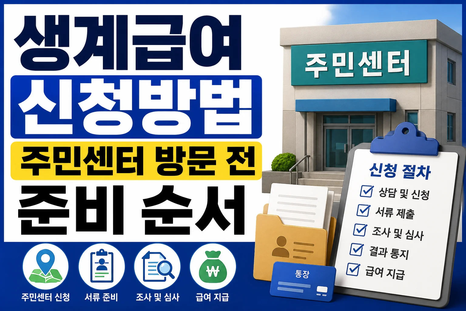 생계급여 신청방법, 주민센터 방문 전 준비 순서