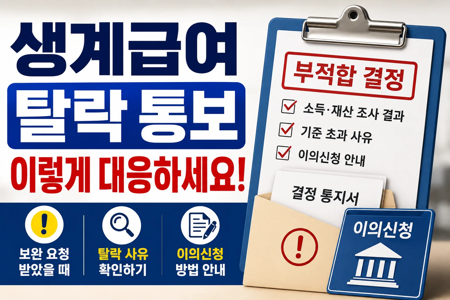생계급여 조사와 보완 요청, 탈락 통보를 받았을 때