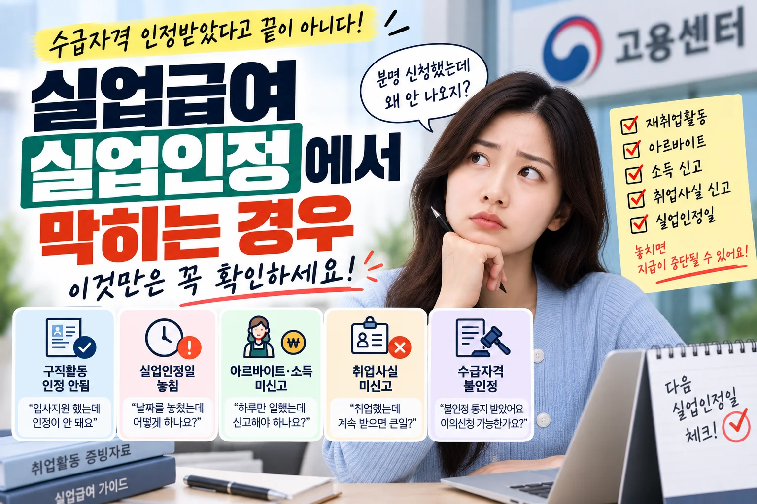 실업급여 신청 후에도 끝이 아닙니다, 실업인정에서 막히는 경우