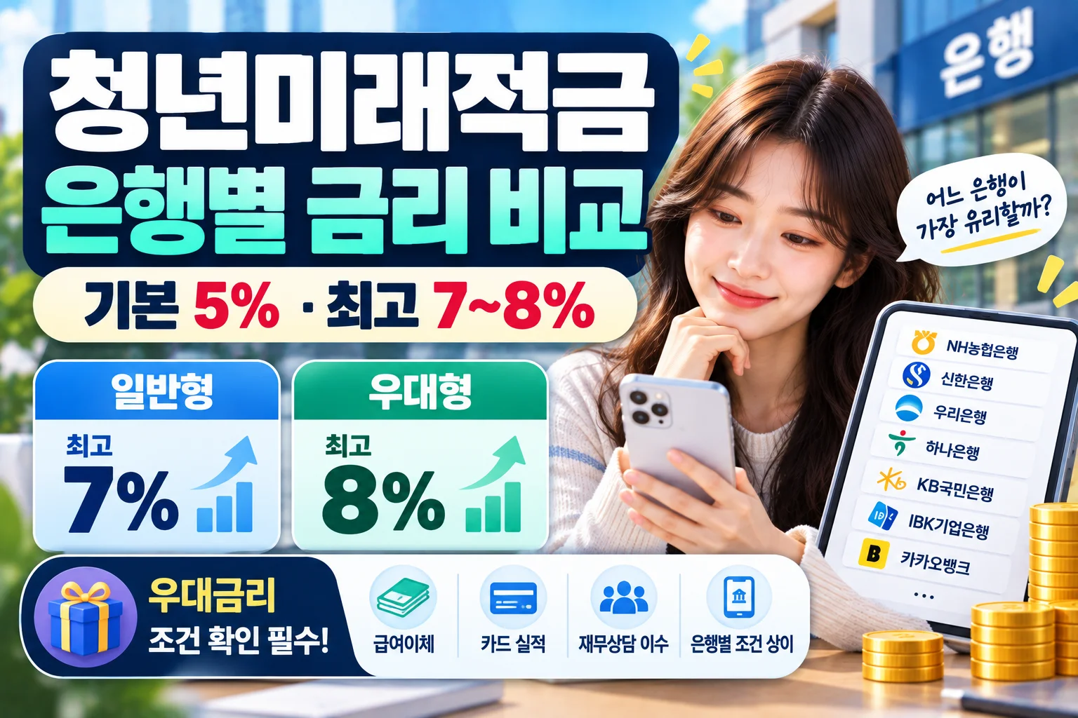 청년미래적금 은행별 금리 비교, 우대금리까지 따져보는 법